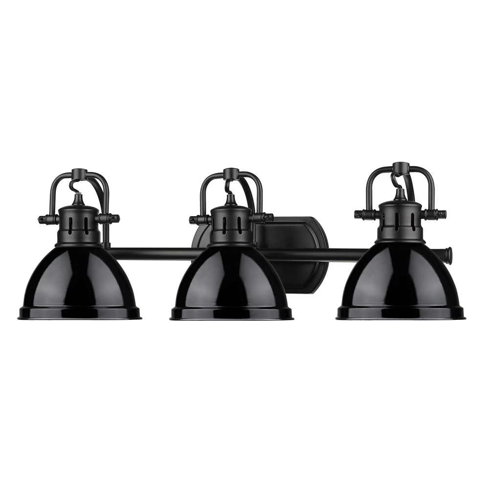 Yep by Golden Lighting Duncan 3-light Vanity in Matte Black and Black shade